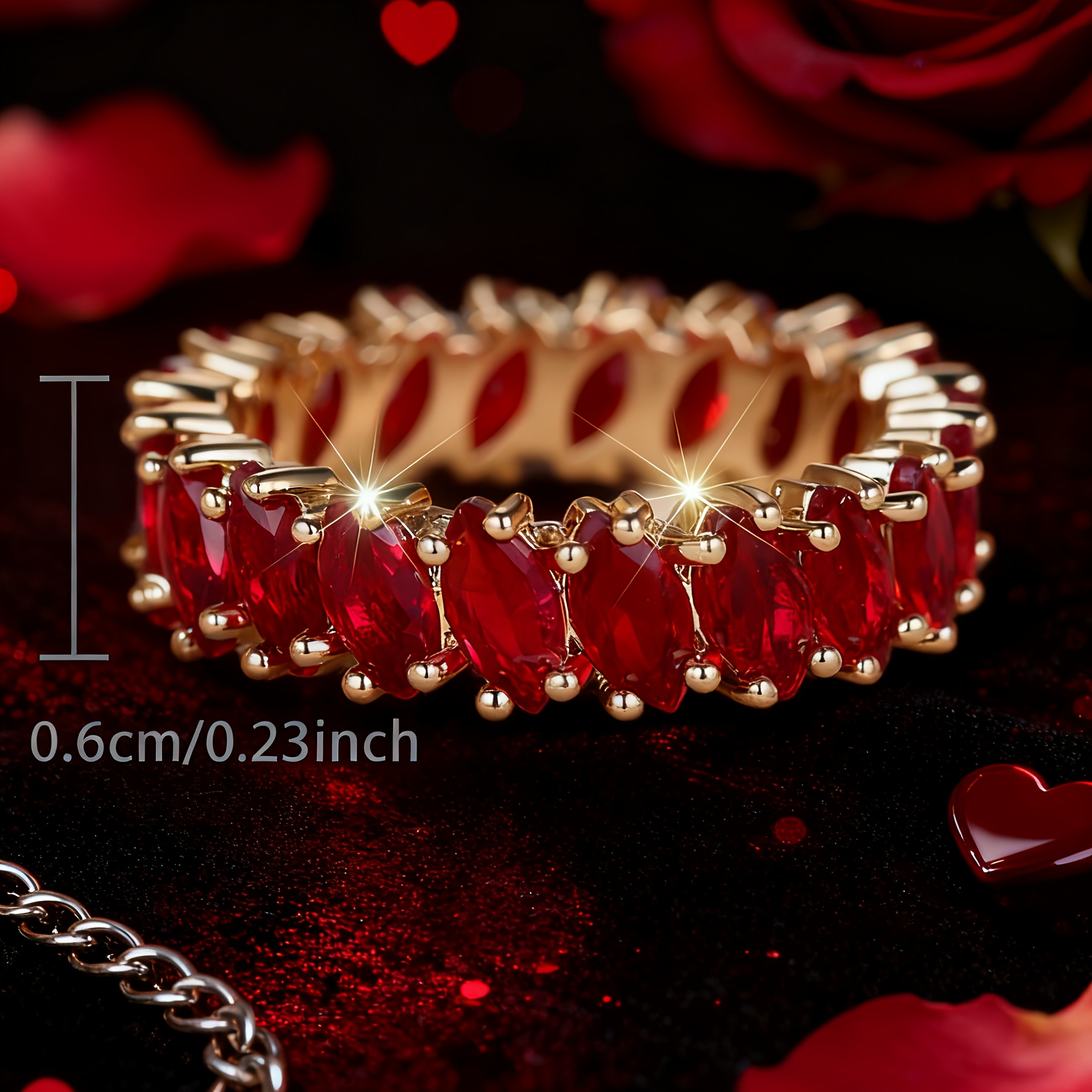 Women's Copper Ring with Red Glass Inlay, Anniversary Gift